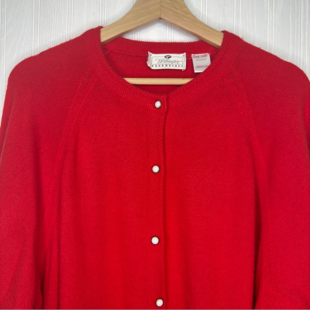 Vintage Worthington Essentials red button up cardigan sweater size 20W - Picture 2 of 8